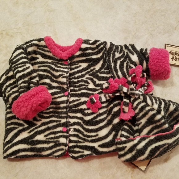 NWT Corky & Co Zebra & Pink Coat & Hat - 12/18 mos